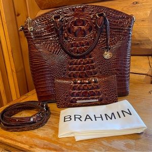 BRAHMIN LARGE SATCHEL AND MATCHING WALLET